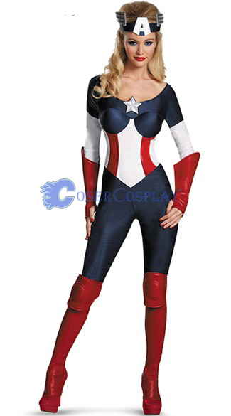 Captain America Cosplay Costume Catsuit